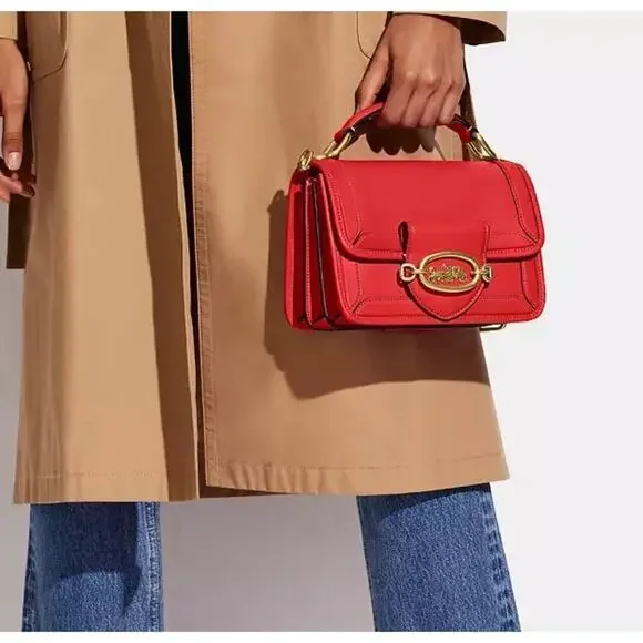 New! Coach Hero Shoulder Bag Sport Red Accordion Style Hangtag Strap Crossbody - Picture 10 of 10